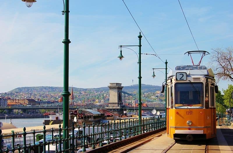 Tram number 2 in Budapest