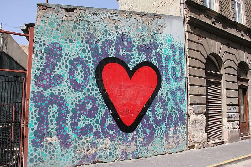 Love thy neighbour street art Budapest