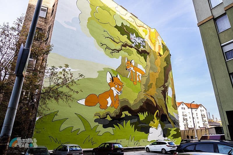 Vuk mural in District VIII of Budapest