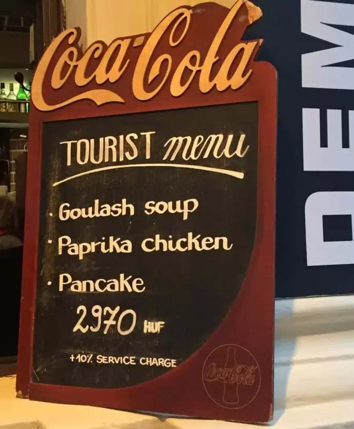 Tourist menu Budapest